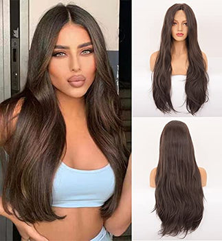 Mocha Brown Lace Front Wig with Middle Part Wig Store