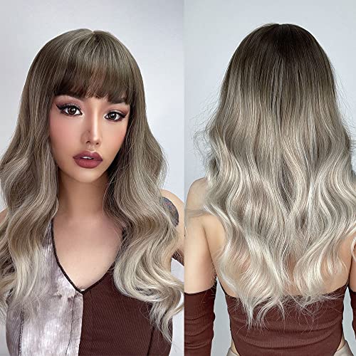 Ombre Grey Synthetic Hair with Bangs Wig Store