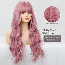 Load image into Gallery viewer, Pink Synthetic wig with bangs Wig Store
