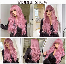 Load image into Gallery viewer, Pink Synthetic wig with bangs Wig Store
