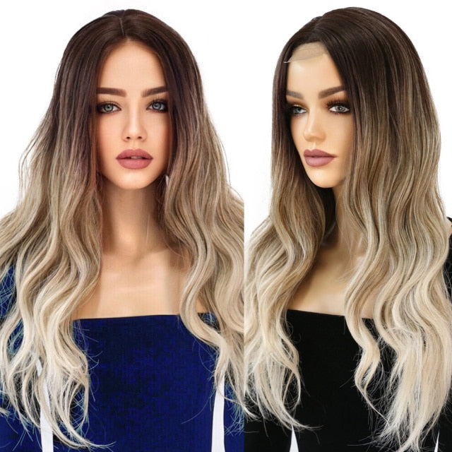 Premium Ombre Black Brown Blonde Synthetic Lace Wig Wig Store