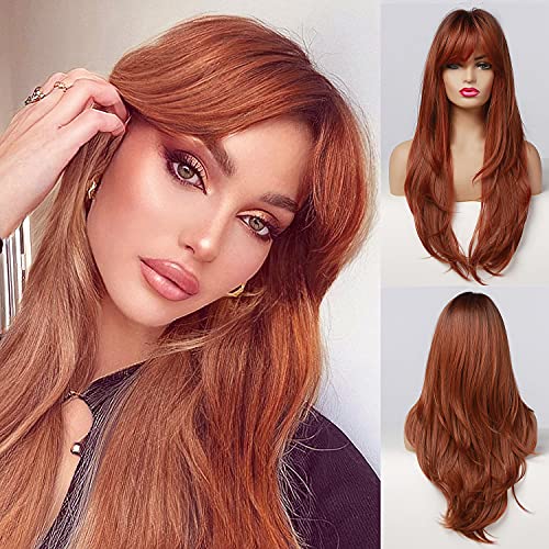 Rooted and Layered Auburn Synthetic Wig Wig Store