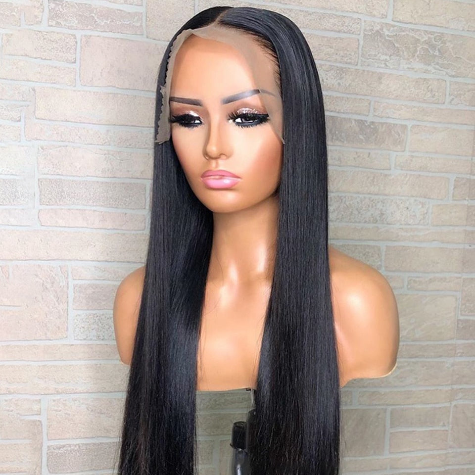 Straight Natural Black Remy Human Hair Lace Front Wig Wig Store